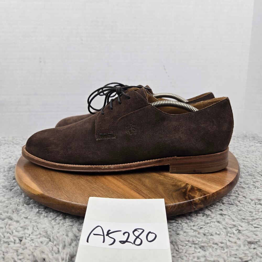 Brooks Brothers Men 10.5D Brown Nubuck Suede Plain Toe Derby Oxford Dress Shoe
